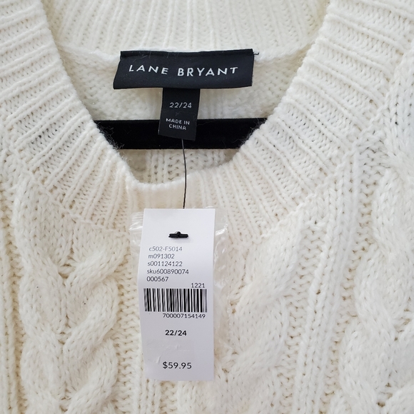 Lane Bryant Fringe Cableknit sweater plus sz 22 24 new with tags - Picture 4 of 9